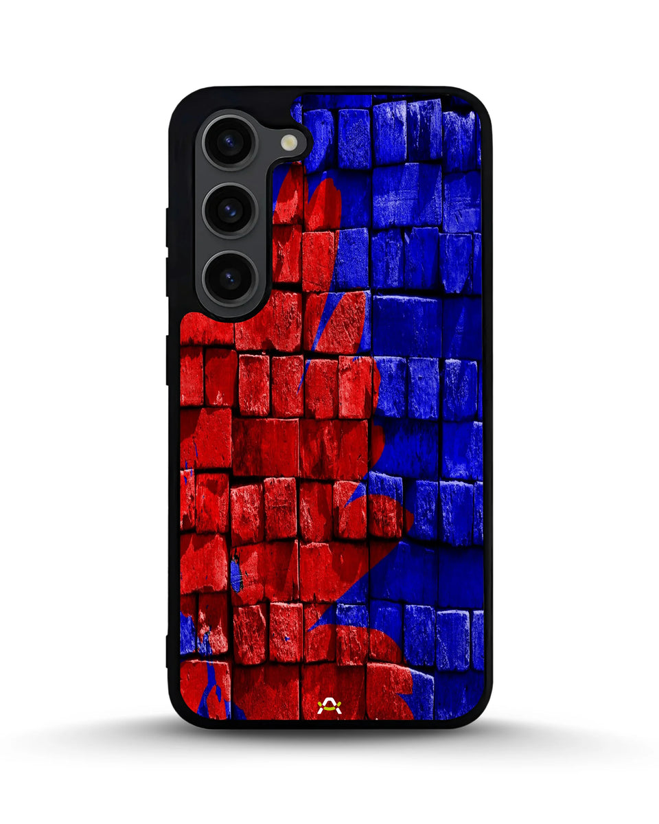 Creslia red blue painted bricks phone case - red blue painted bricks phone case samsung galaxy s23