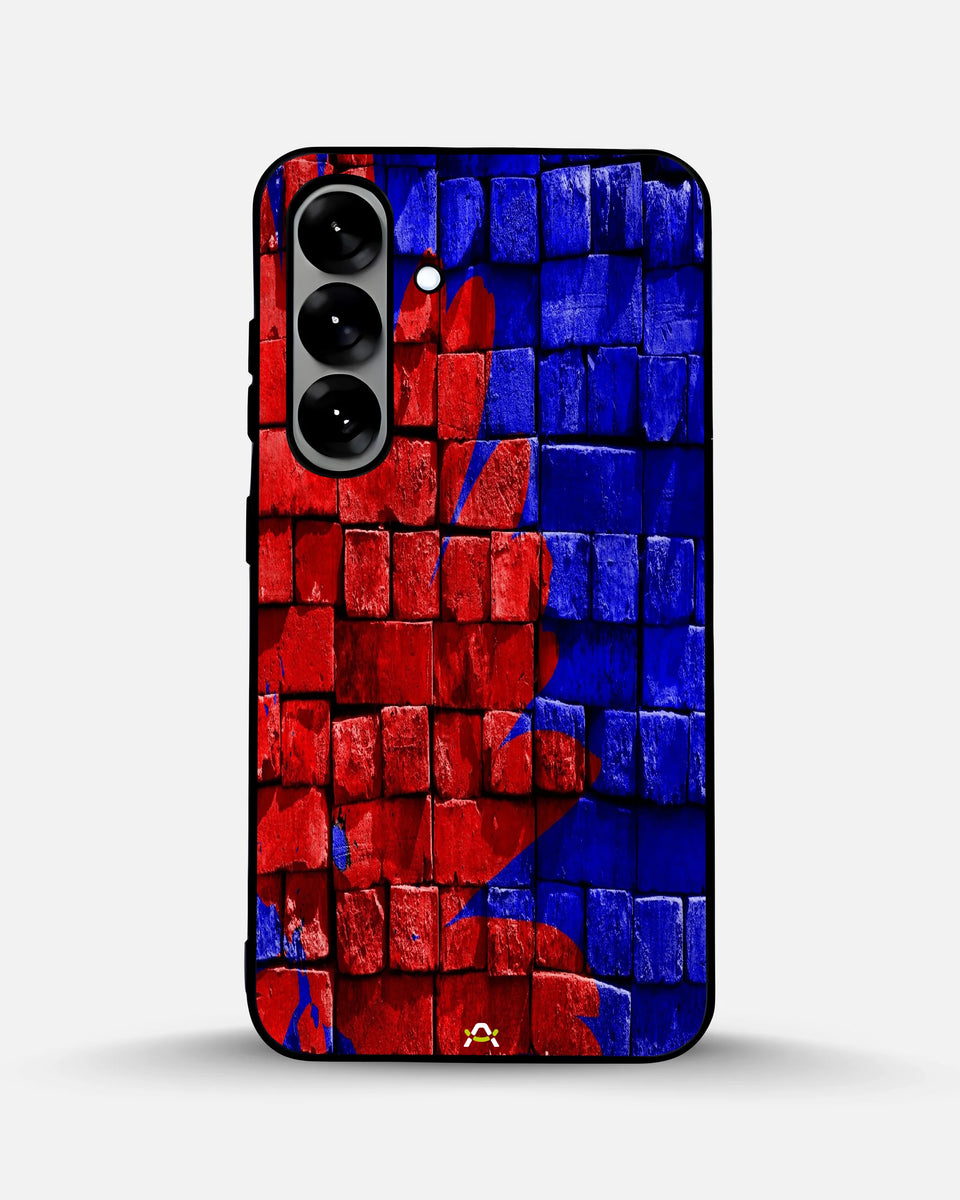 Creslia red blue painted bricks phone case - red blue painted bricks phone case samsung galaxy s25