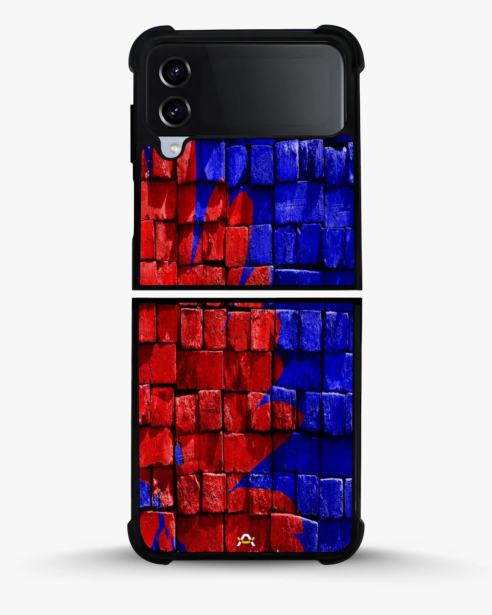 Creslia red blue painted bricks phone case - red blue painted bricks phone case samsung galaxy z flip 4