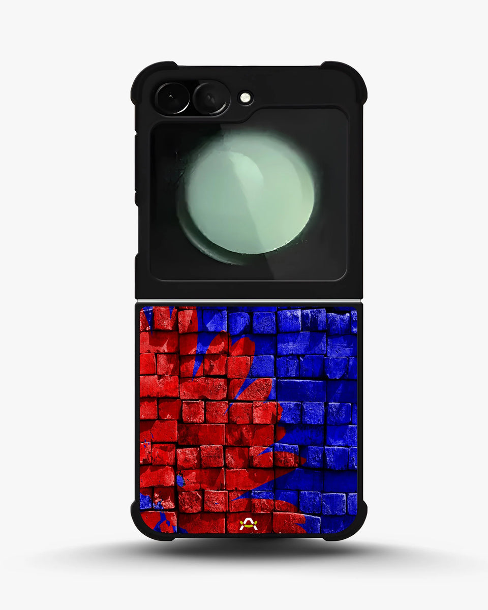 Creslia red blue painted bricks phone case - red blue painted bricks phone case samsung galaxy z flip 6
