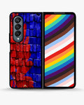 Creslia red blue painted bricks phone case - red blue painted bricks phone case samsung galaxy z fold 4