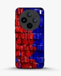 Creslia red blue painted bricks phone case - red blue painted bricks phone case vivo x100
