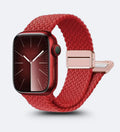 Magnetic Buckle Braided Loop Band for Apple Watch - Red Nylon Strap