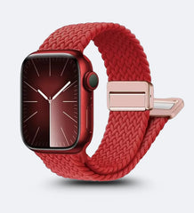 Magnetic Buckle Braided Loop Band for Apple Watch - Red Nylon Strap - Creslia