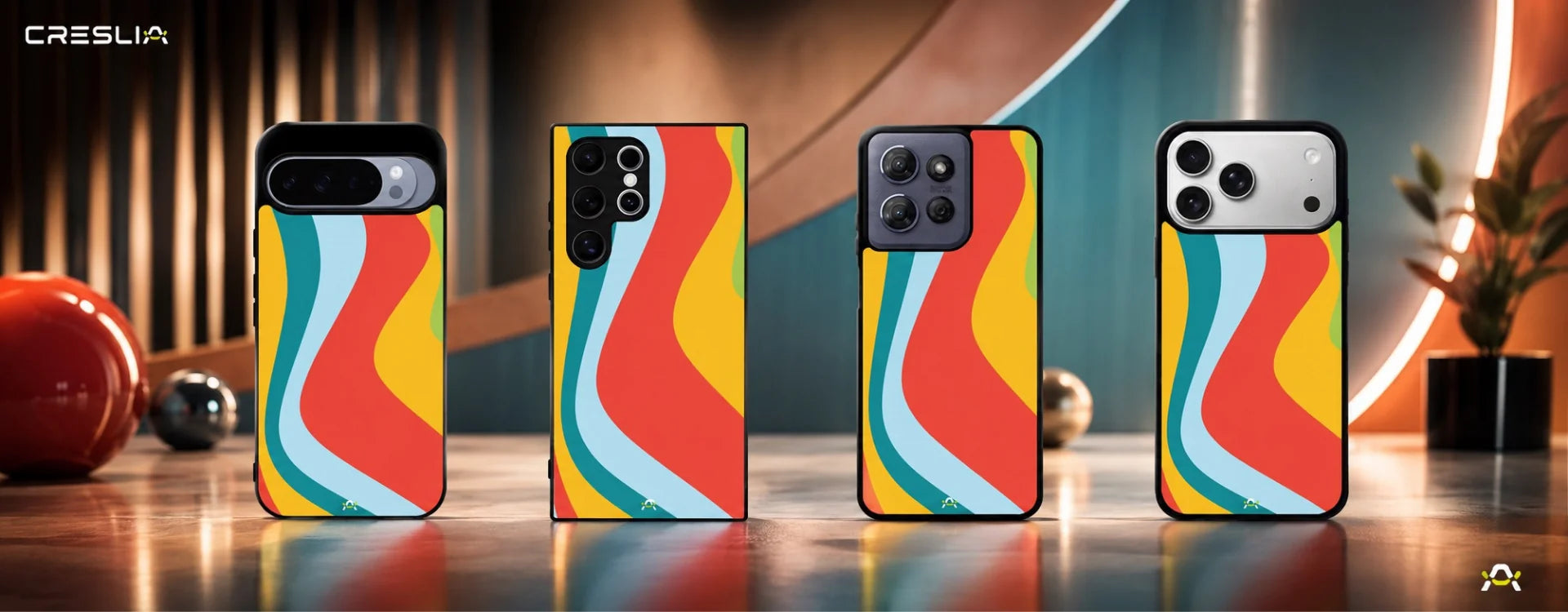 Creslia retro wavy stripes phone case - retro wavy stripes phone case desktop banner