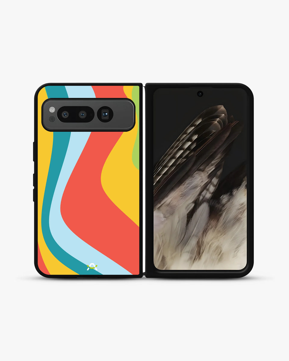 Creslia retro wavy stripes phone case - retro wavy stripes phone case google pixel fold