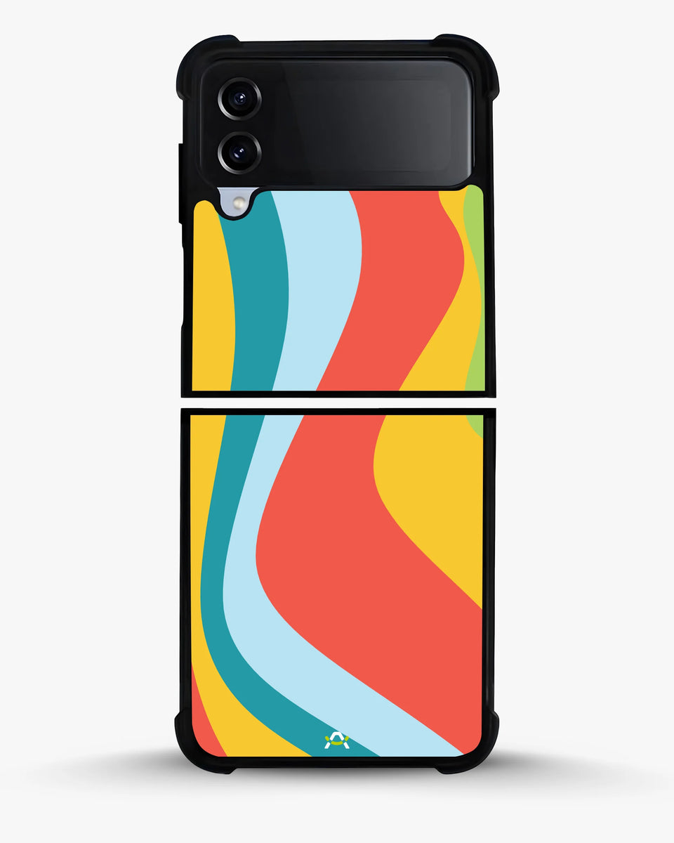 Creslia retro wavy stripes phone case - retro wavy stripes phone case samsung galaxy z flip 4