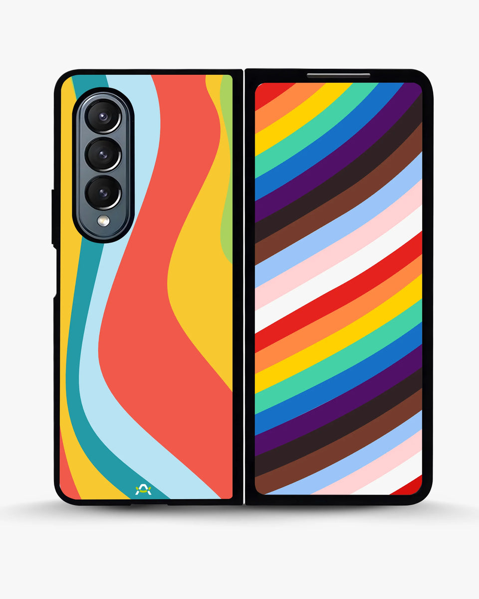 Creslia retro wavy stripes phone case - retro wavy stripes phone case samsung galaxy z fold 4