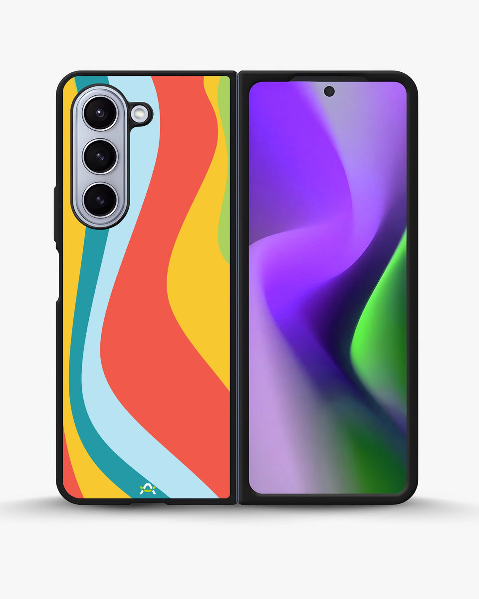 Creslia retro wavy stripes phone case - retro wavy stripes phone case samsung galaxy z fold 5