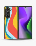 Creslia retro wavy stripes phone case - retro wavy stripes phone case samsung galaxy z fold 6