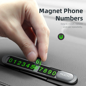 Magnetic Slide-to-Hide Temporary Parking Phone Number Plate (Metal)