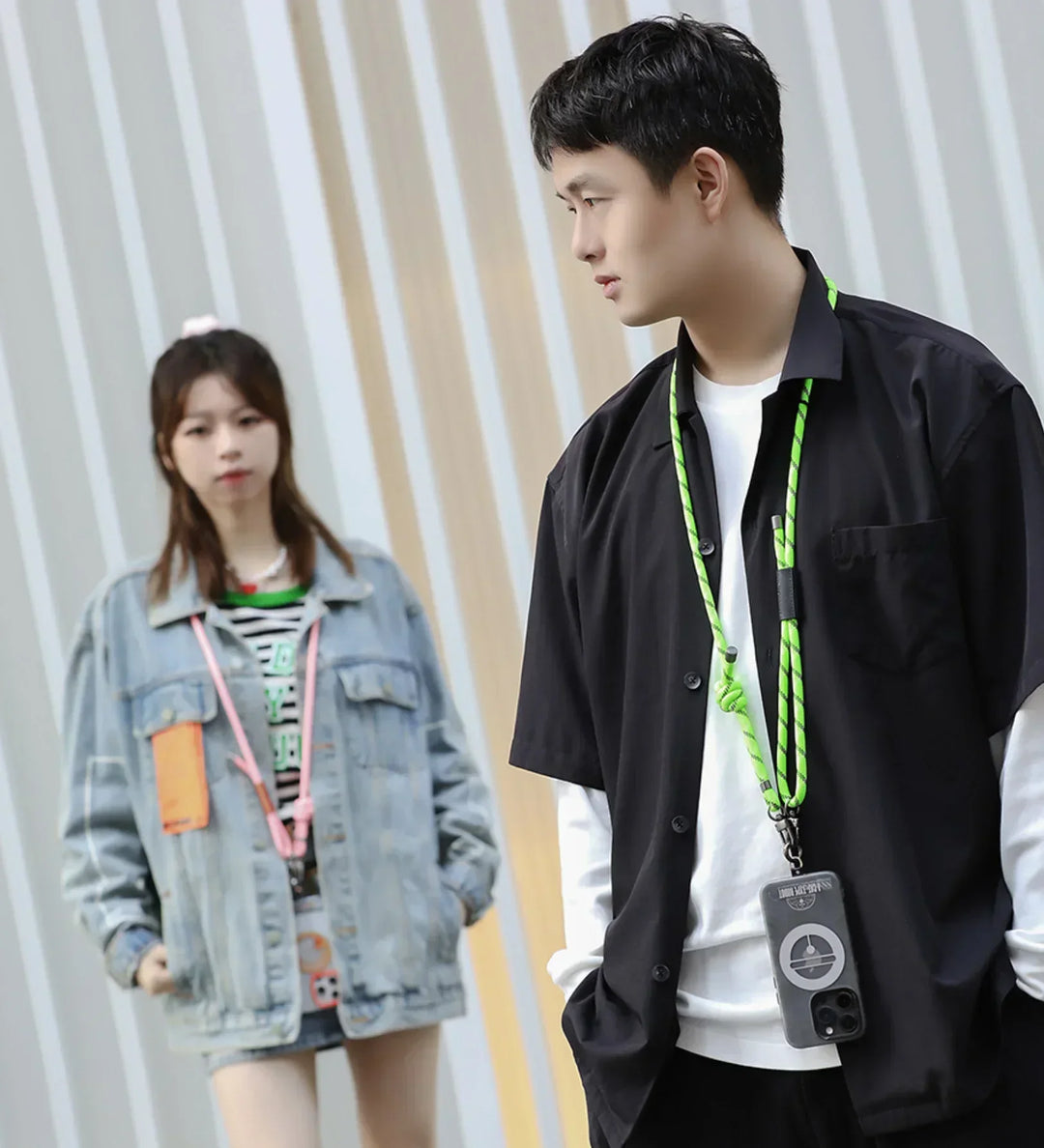 Glow-in-the-Dark Phone Lanyard – Fluorescent Pink, Adjustable Neck & Wrist Strap for All Phones. - Creslia