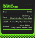 8mm Glow-in-the-Dark Phone Lanyard – Blue, Adjustable Neck & Wrist Strap for All Phones - Creslia