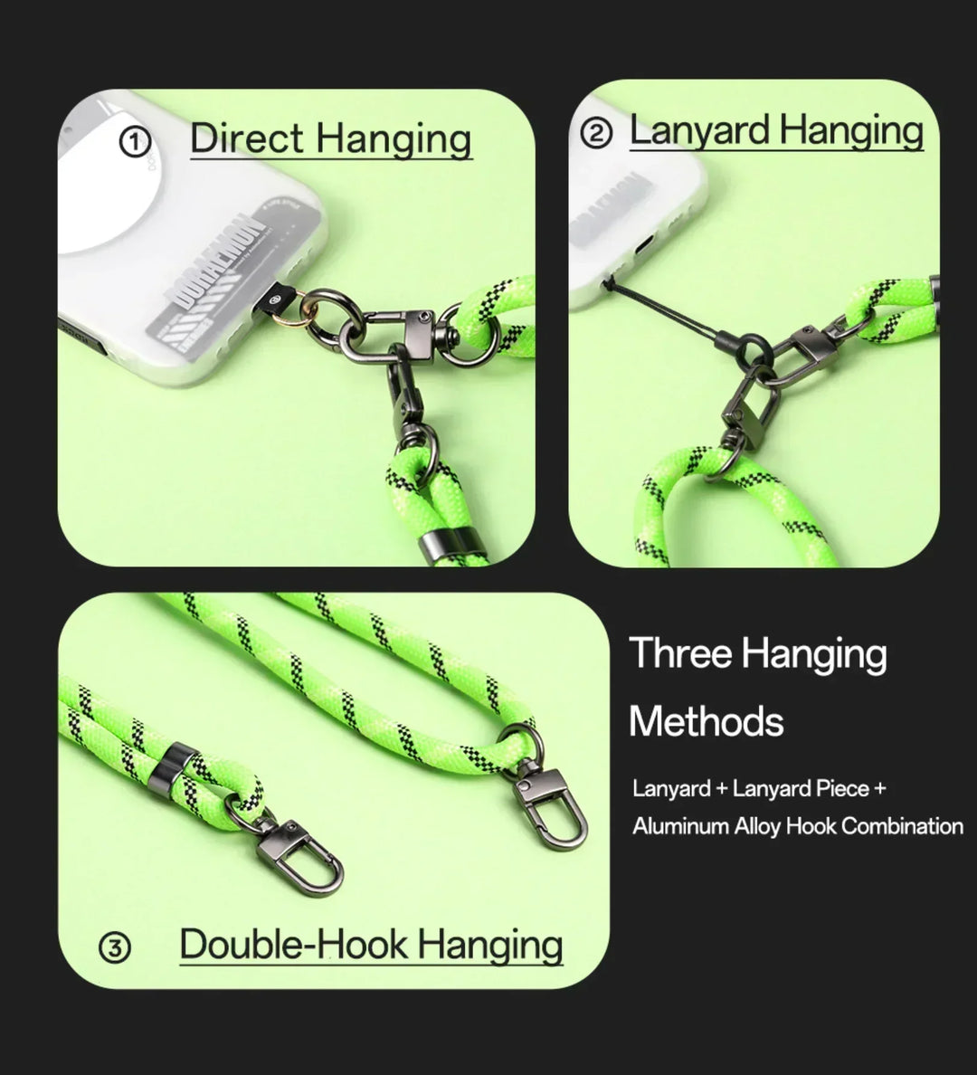 8mm Glow-in-the-Dark Phone Lanyard – Blue, Adjustable Neck & Wrist Strap for All Phones - Creslia