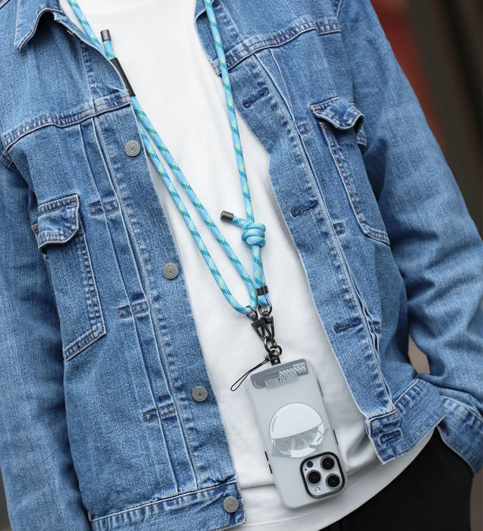 8mm Glow-in-the-Dark Phone Lanyard – Blue, Adjustable Neck & Wrist Strap for All Phones - Creslia