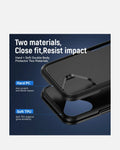 Rugged ArmorShield Case showing dual-layer design of hard PC and soft TPU for iPhone 16 protection.