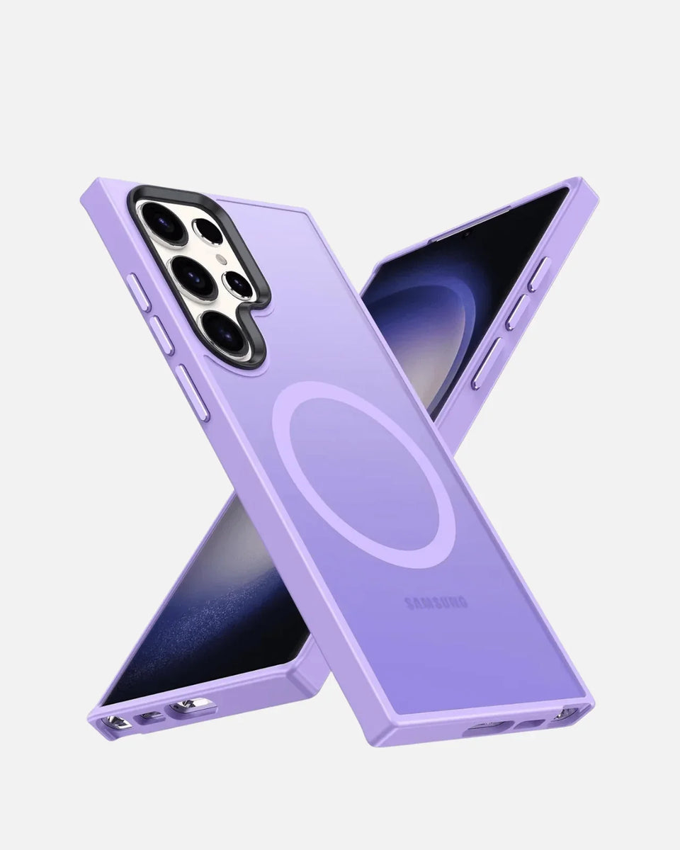 Purple Armor Case for Samsung Galaxy S25 Ultra with MagSafe compatibility and sleek design.