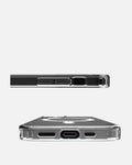 Clear and white edge ShockGuard MagSafe case for iPhone 16 Pro Max showing ports and buttons from multiple angles.