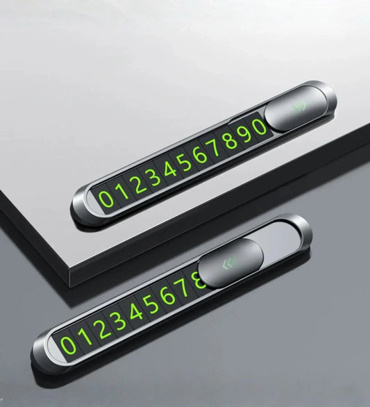 Magnetic Slide-to-Hide Temporary Parking Phone Number Plate (Metal) - Creslia
