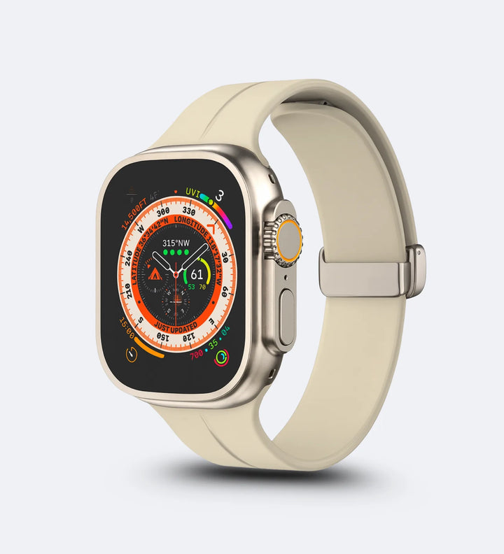 Silicone Magnetic Buckle Apple Watch Band Starlight - Creslia - front view