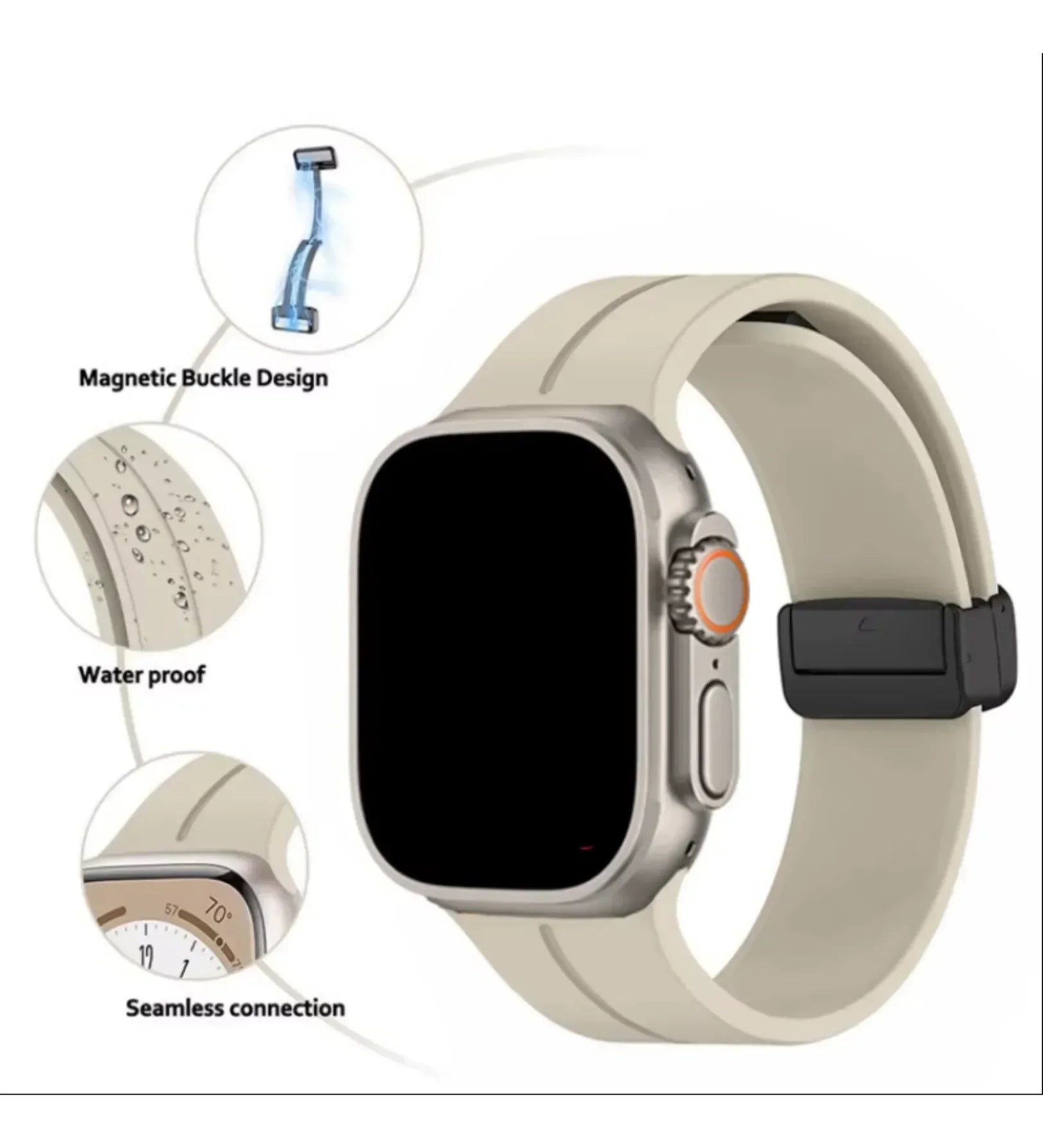 Silicone Magnetic Buckle Apple Watch Band – Blue - Creslia