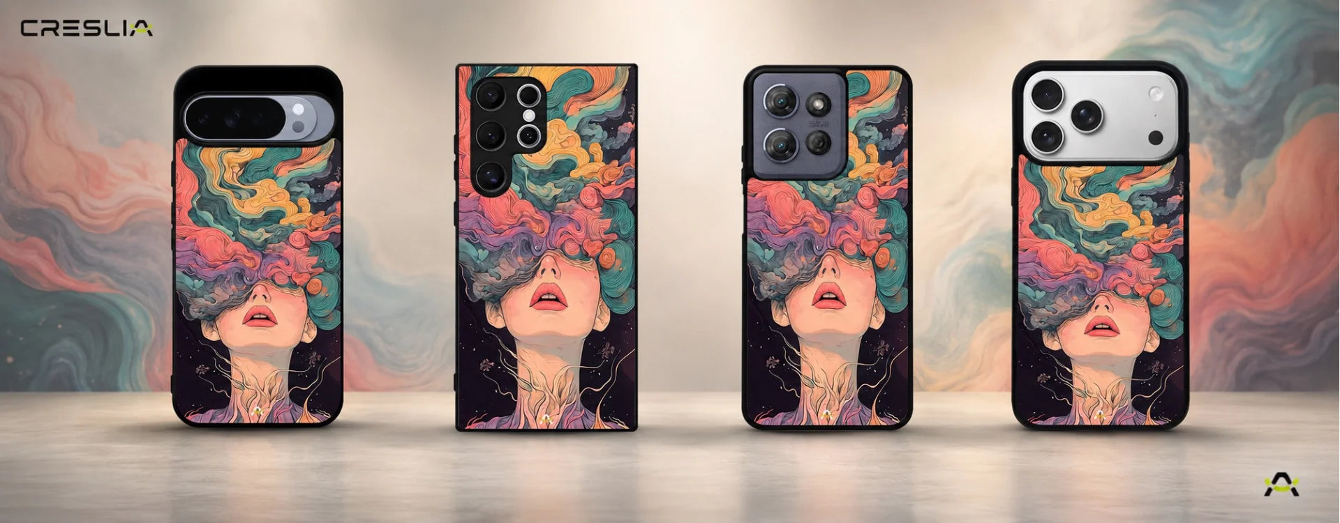 Creslia surreal face designer female case - surreal face designer female case desktop banner
