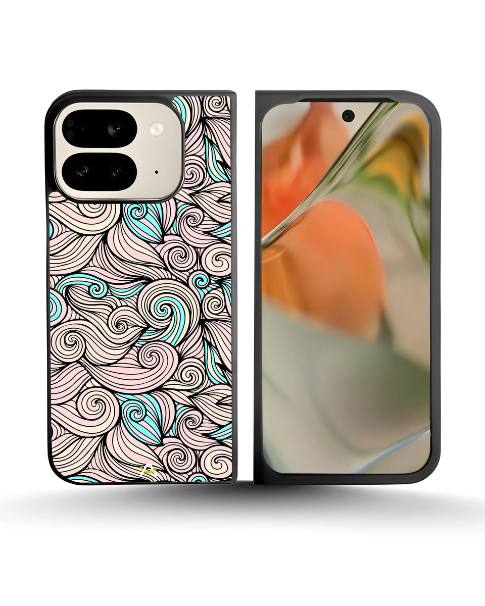 Creslia swirl pattern pink blue phone case - swirl pattern pink blue phone case google pixel 9 pro fold