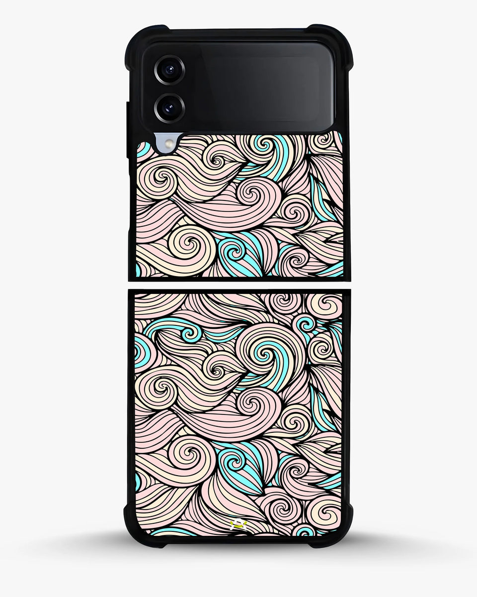 Creslia swirl pattern pink blue phone case - swirl pattern pink blue phone case samsung galaxy z flip 4