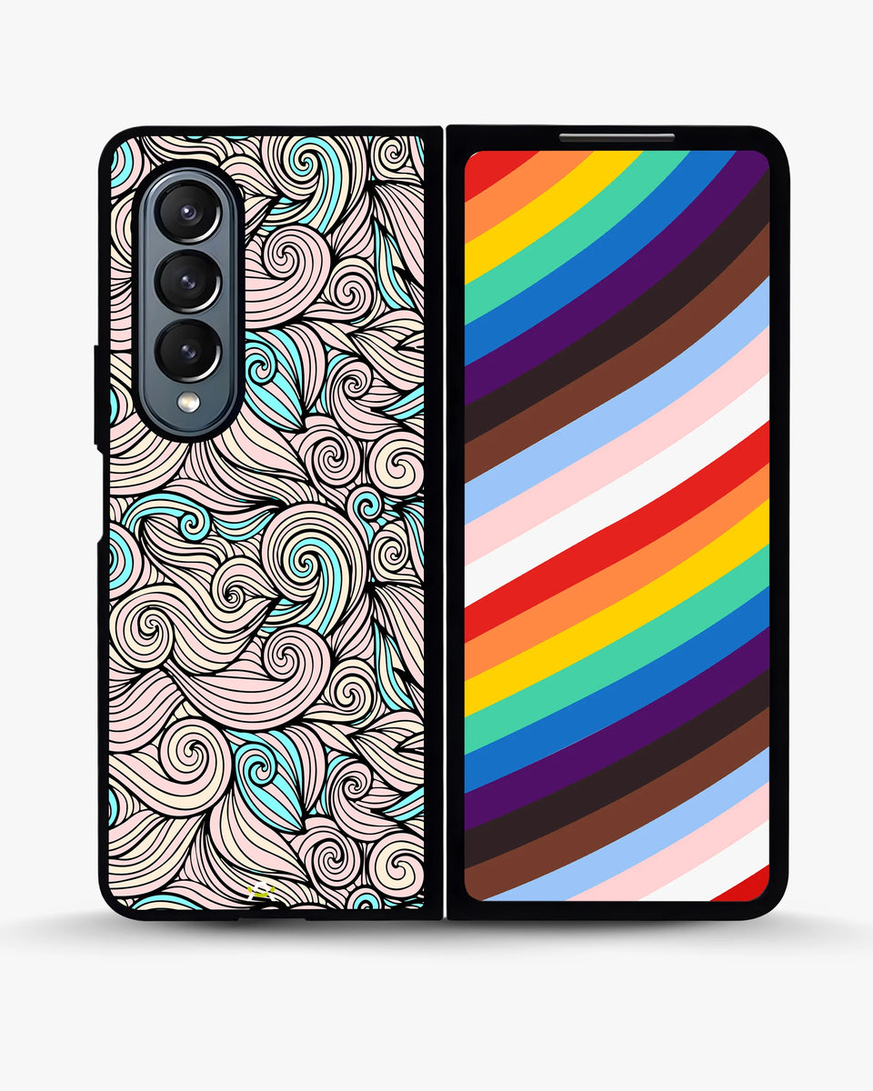 Creslia swirl pattern pink blue phone case - swirl pattern pink blue phone case samsung galaxy z fold 4