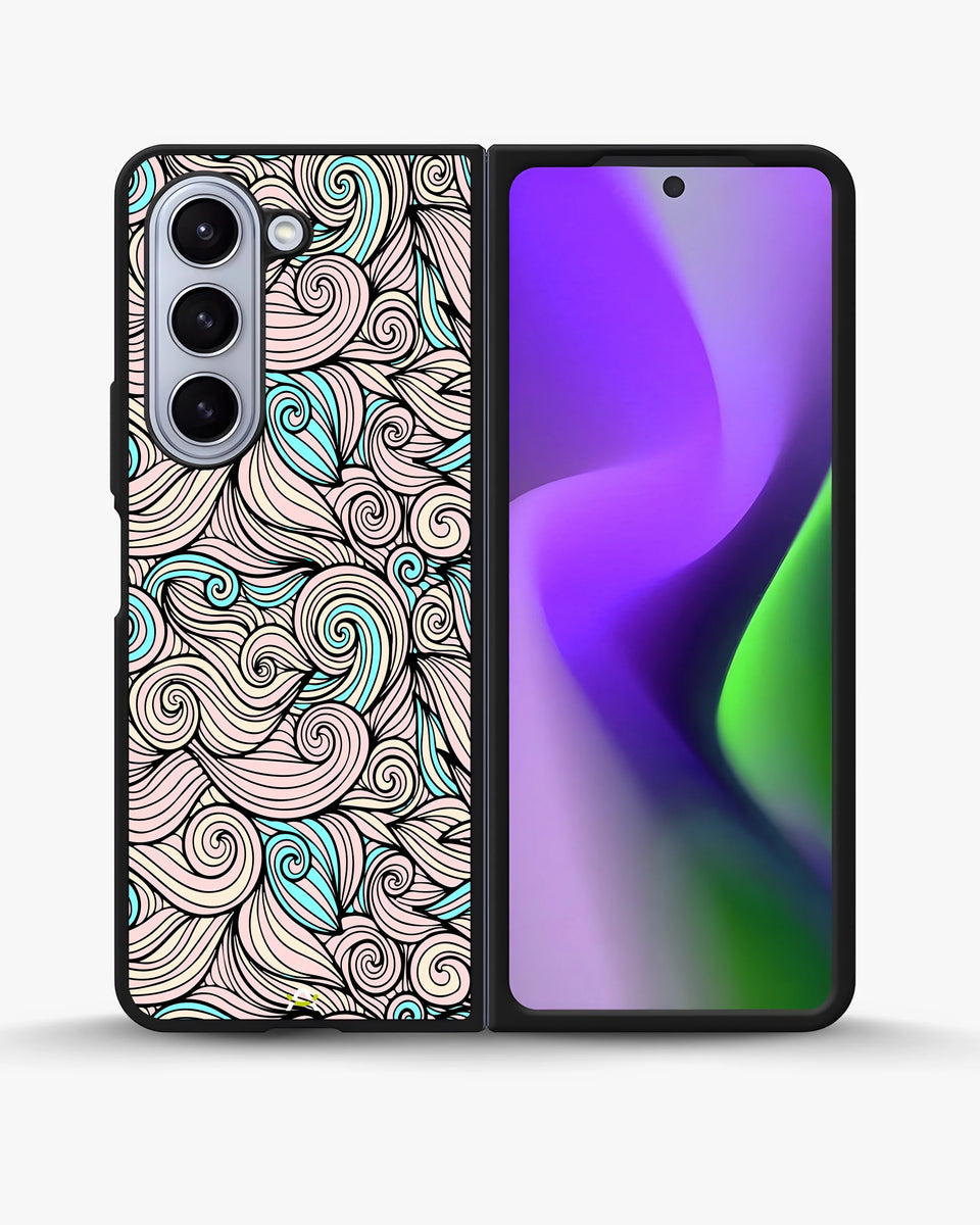 Creslia swirl pattern pink blue phone case - swirl pattern pink blue phone case samsung galaxy z fold 5