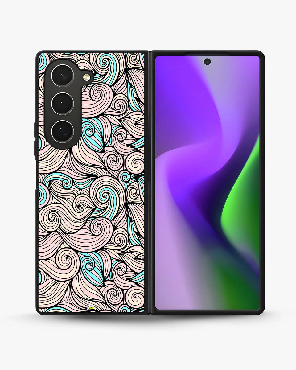 Creslia swirl pattern pink blue phone case - swirl pattern pink blue phone case samsung galaxy z fold 6