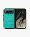 Creslia teal brick wall phone case - teal brick wall phone case google pixel fold