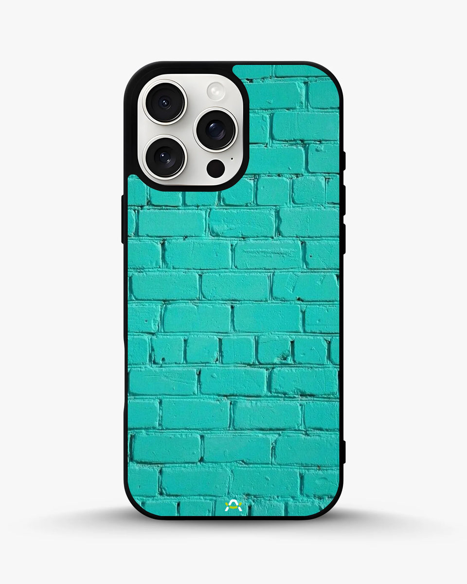 Creslia teal brick wall phone case - teal brick wall phone case iphone 13 pro