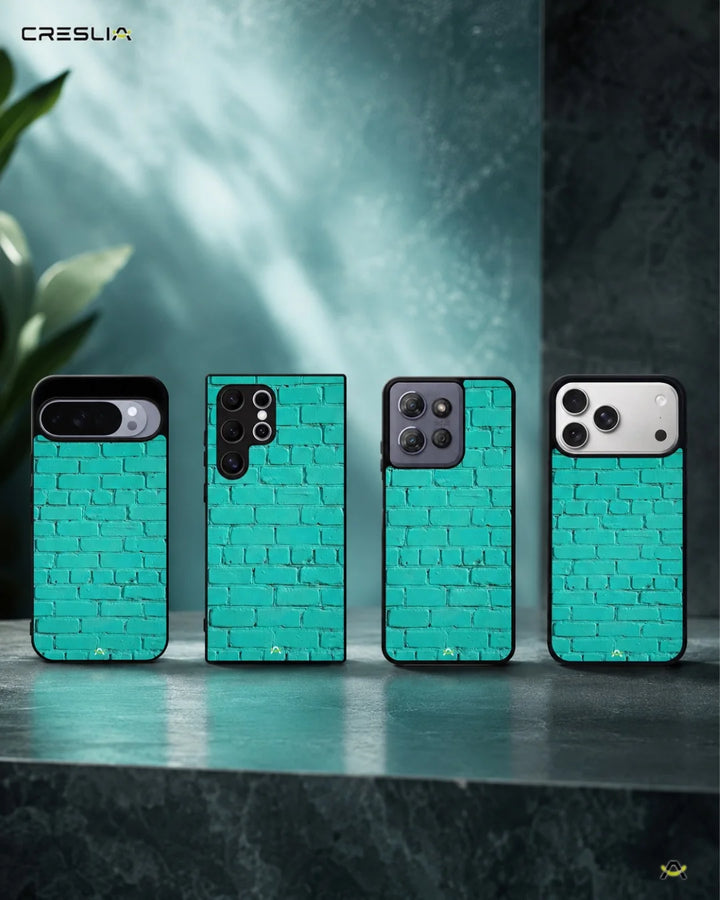 Creslia teal brick wall phone case - teal brick wall phone case mobile banner