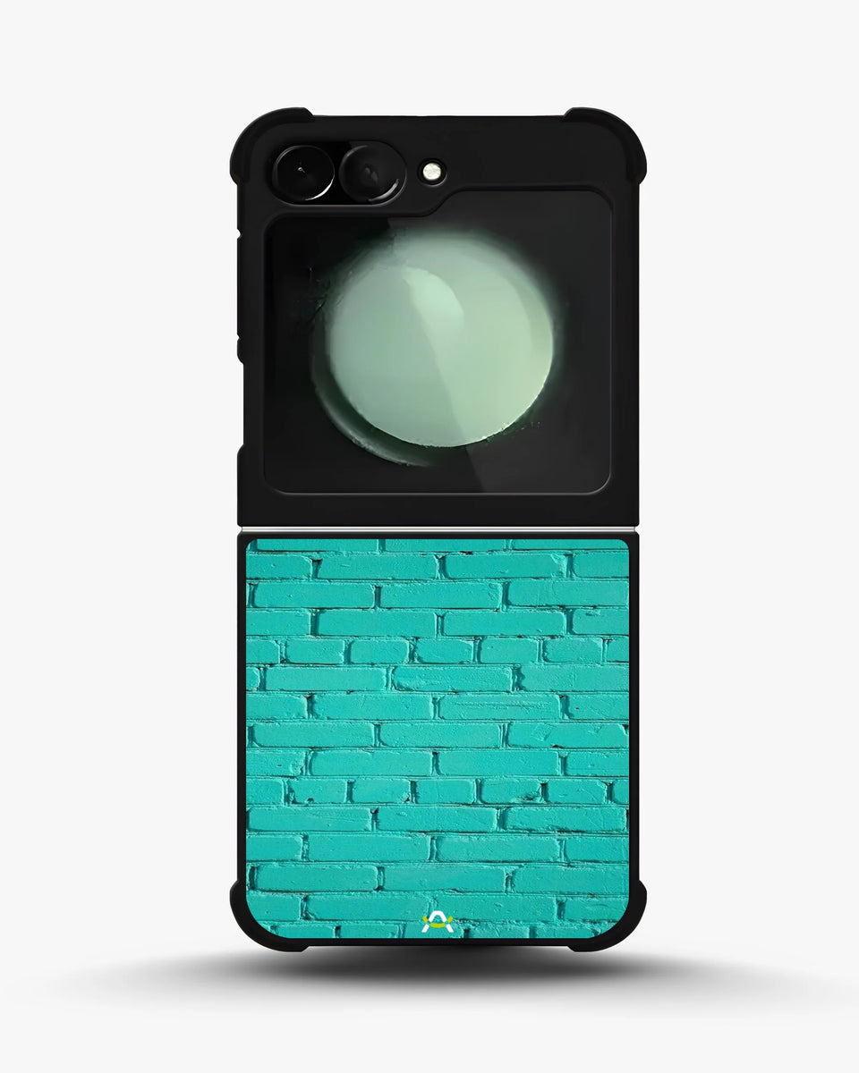 Creslia teal brick wall phone case - teal brick wall phone case samsung galaxy z flip 6