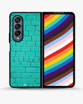 Creslia teal brick wall phone case - teal brick wall phone case samsung galaxy z fold 4