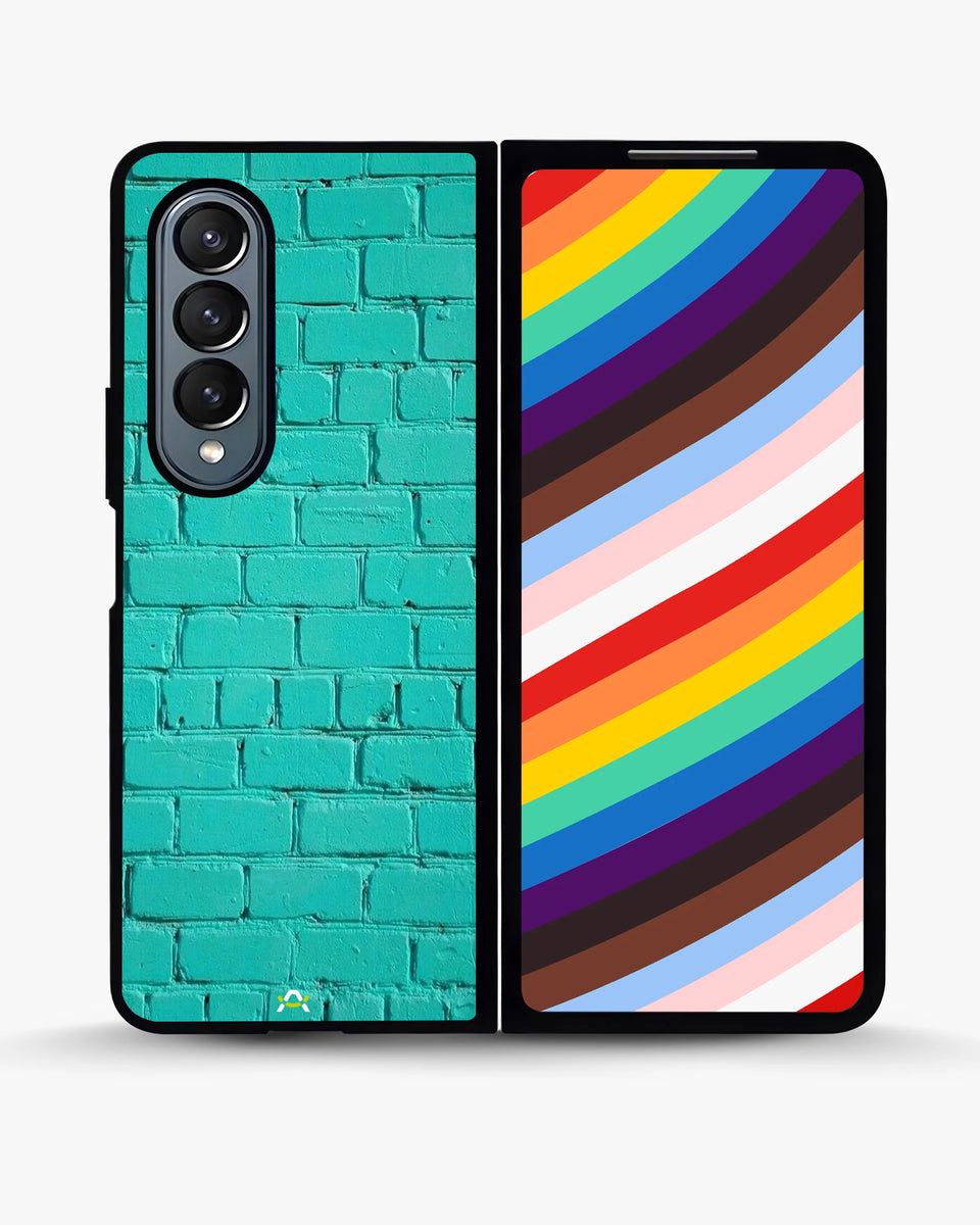 Creslia teal brick wall phone case - teal brick wall phone case samsung galaxy z fold 4