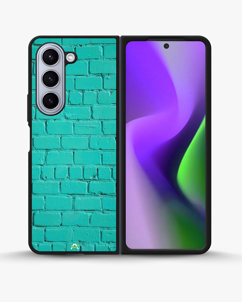 Creslia teal brick wall phone case - teal brick wall phone case samsung galaxy z fold 5