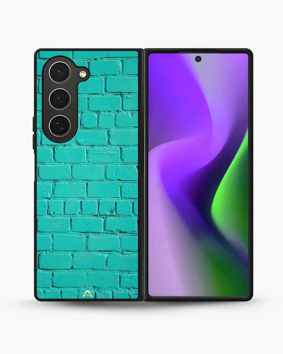 Creslia teal brick wall phone case - teal brick wall phone case samsung galaxy z fold 6