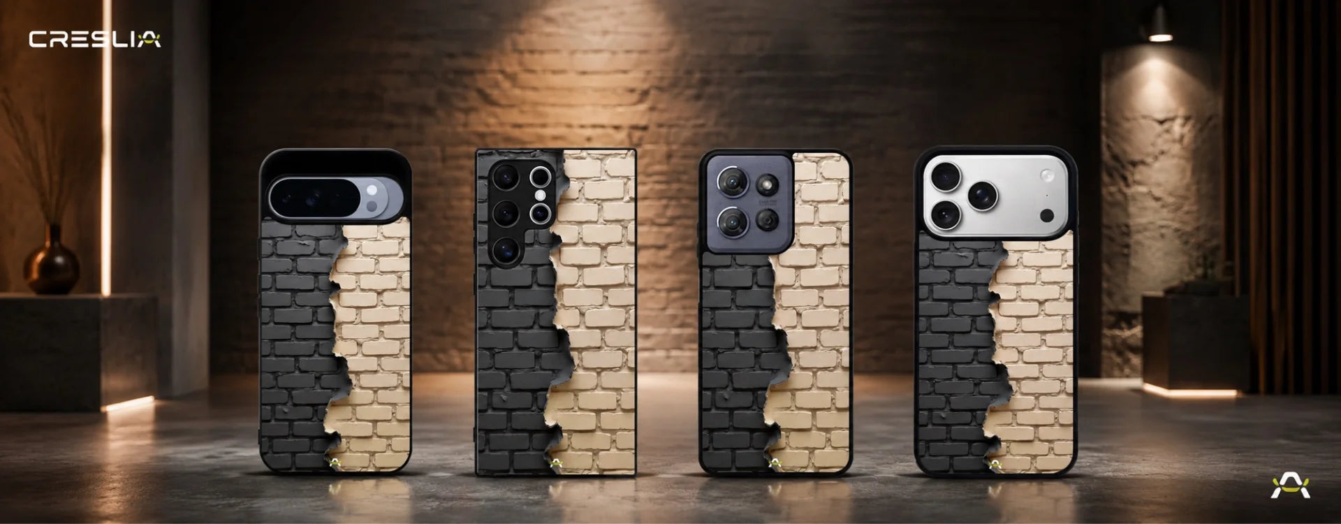 Creslia torn brick wall phone case - torn brick wall phone case desktop banner