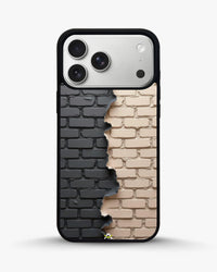 Torn Brick Wall Phone Case - Charcoal & Beige Split Print for iPhone, Samsung, Pixel, OnePlus & Vivo