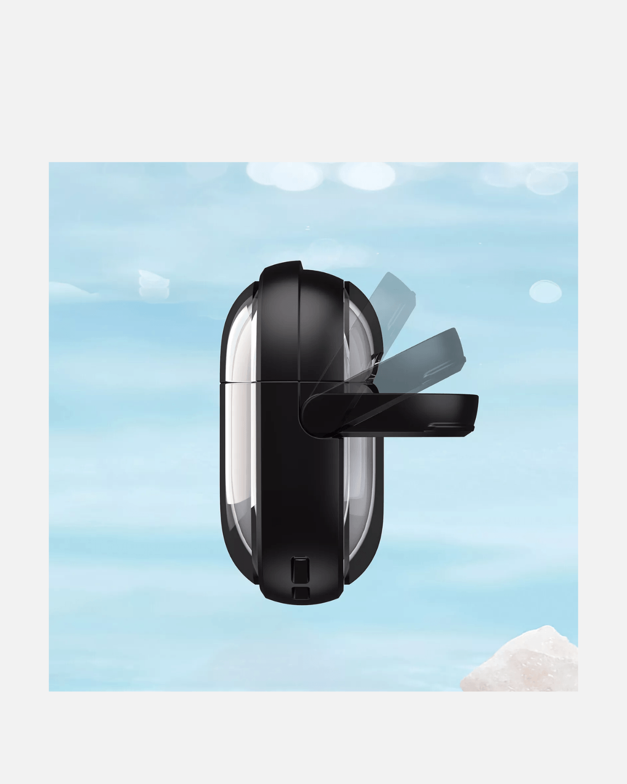 Transparent shockproof AirPods case with kickstand, showcasing dual-layer protection for AirPods Pro/4.