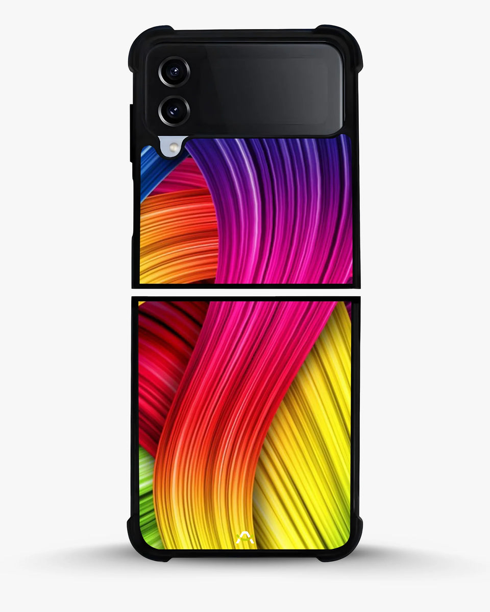 Creslia vibrant silk waves phone case - vibrant silk waves phone case samsung galaxy z flip 4