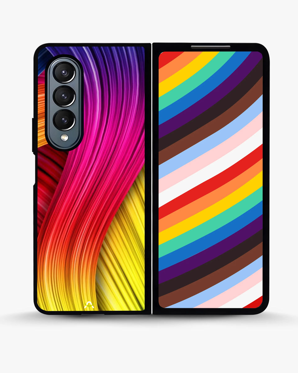 Creslia vibrant silk waves phone case - vibrant silk waves phone case samsung galaxy z fold 4