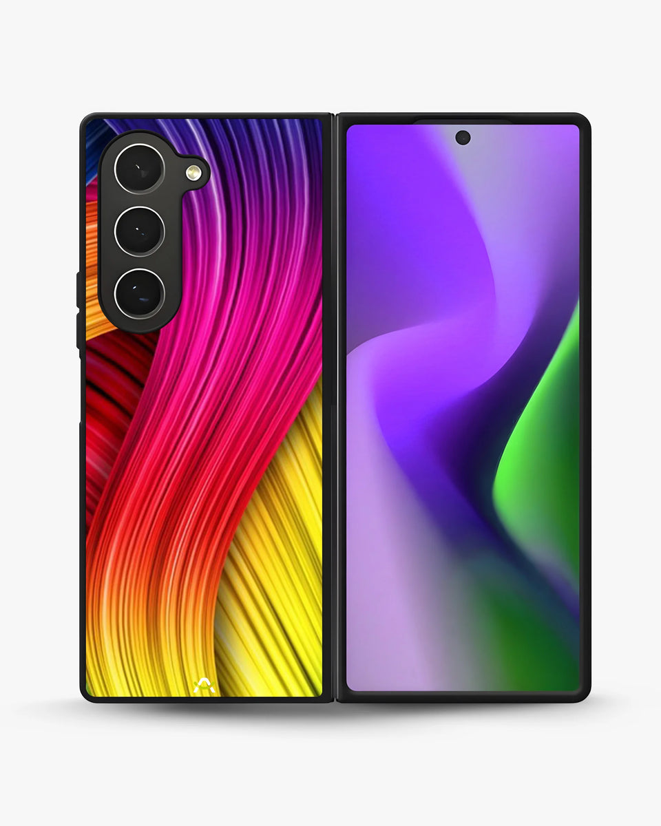 Creslia vibrant silk waves phone case - vibrant silk waves phone case samsung galaxy z fold 6