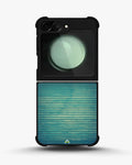 Creslia vintage teal stripes phone case - vintage teal stripes phone case samsung galaxy z flip 5