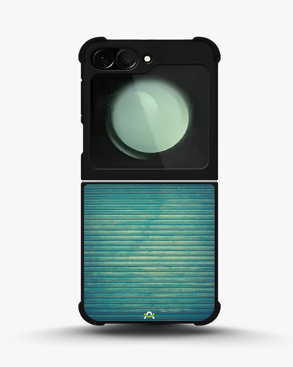 Creslia vintage teal stripes phone case - vintage teal stripes phone case samsung galaxy z flip 6