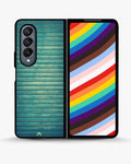 Creslia vintage teal stripes phone case - vintage teal stripes phone case samsung galaxy z fold 4