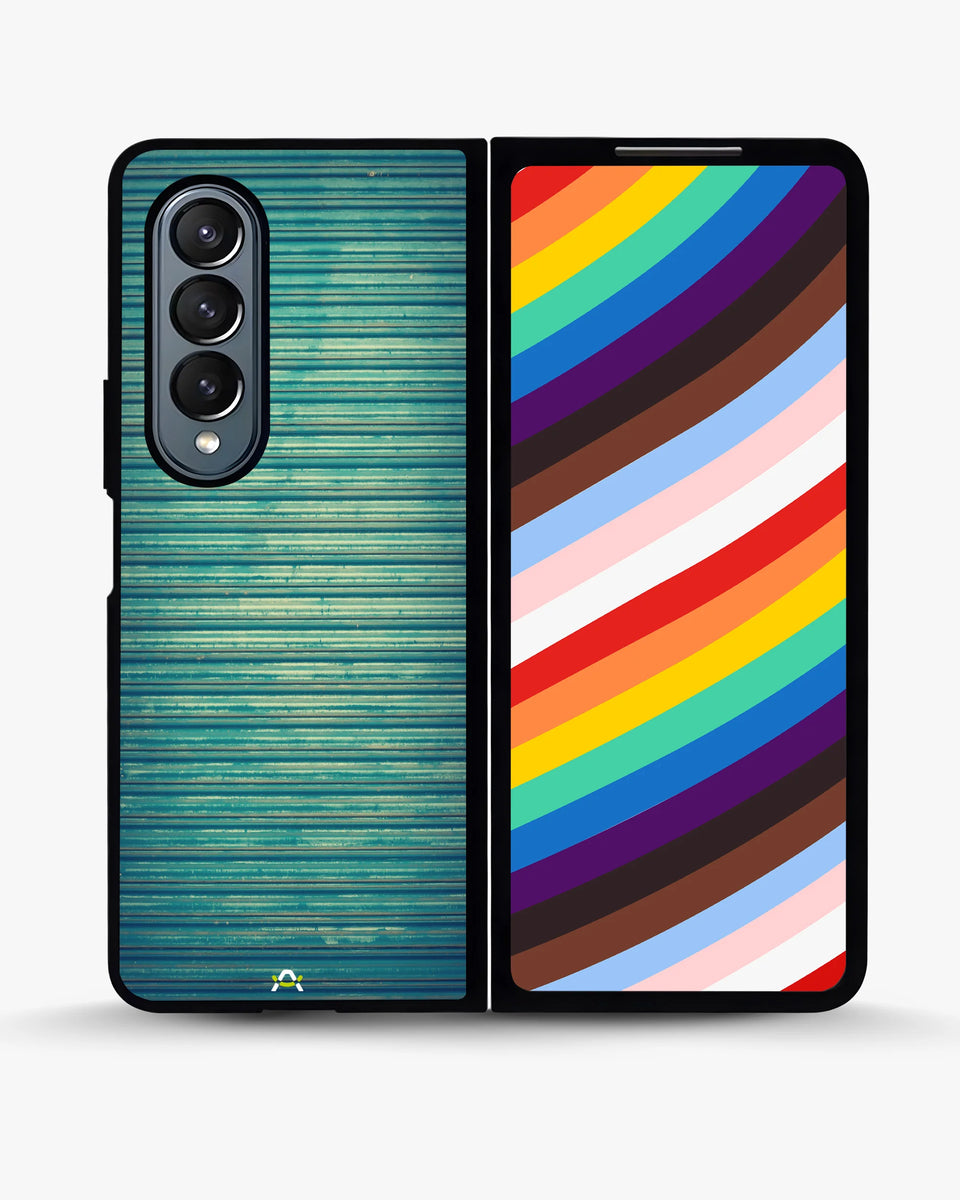 Creslia vintage teal stripes phone case - vintage teal stripes phone case samsung galaxy z fold 4