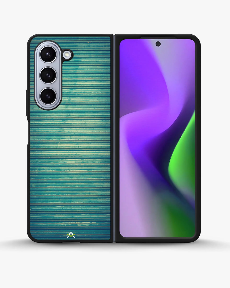 Creslia vintage teal stripes phone case - vintage teal stripes phone case samsung galaxy z fold 5